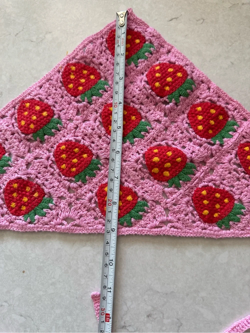 Pink Strawberry Crochet Bandana